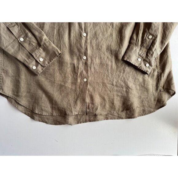 Aritzia WILFRED Sundried Olive Green 100% Linen Relaxed Button-Up Shirt, Size M - Picture 9 of 16